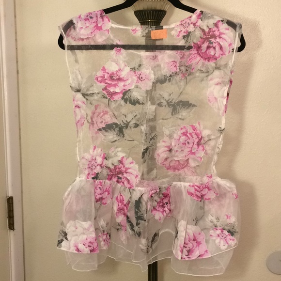 NWOT Sheer Floral Blouse - Picture 2 of 5